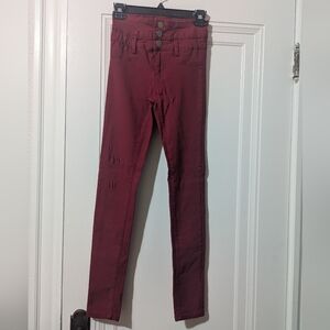 Red High Waisted Jeggings